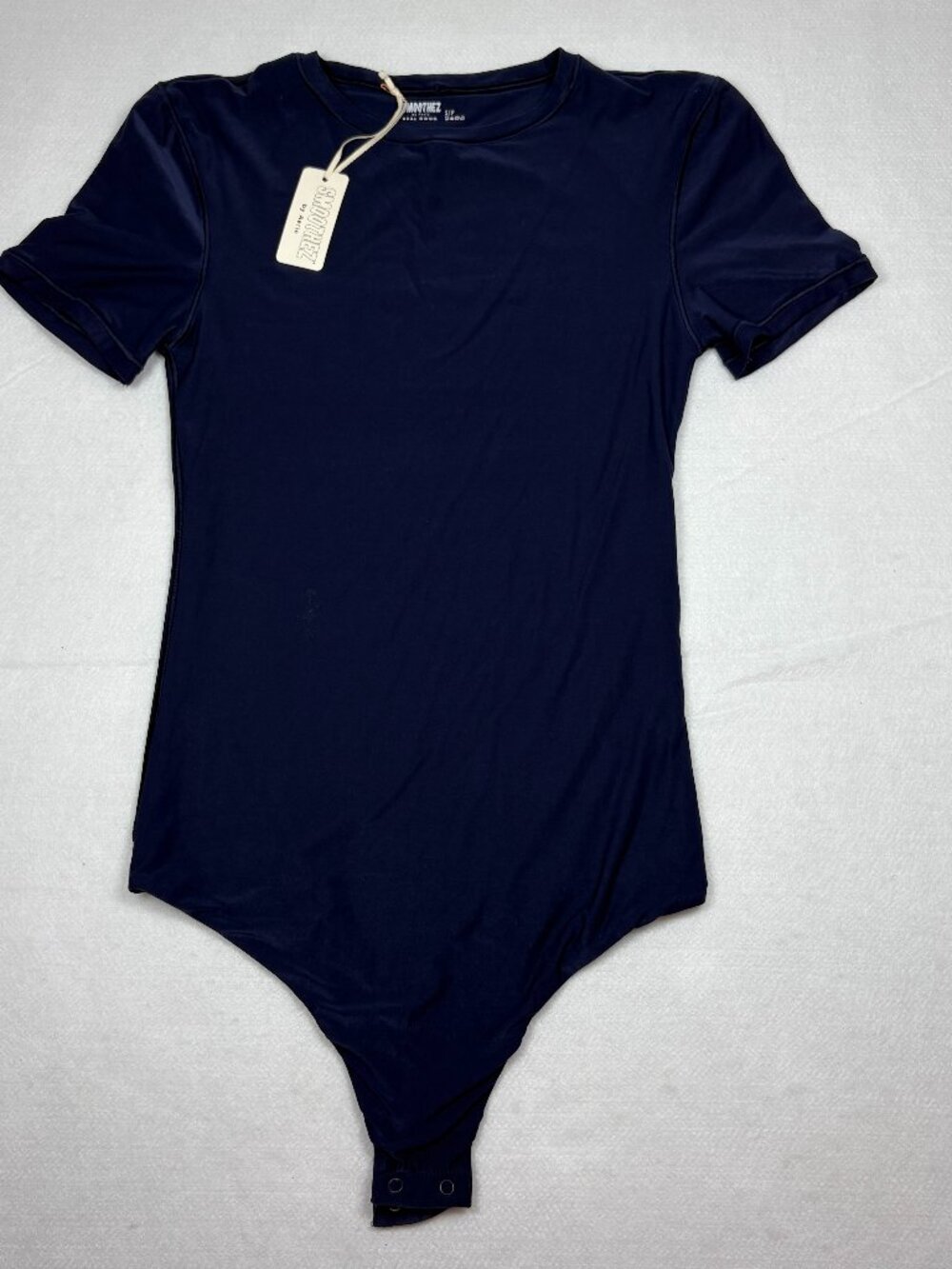 Aerie SMOOTHEZ Short Sleeve Crew Neck Bodysuit Blue Small NWT